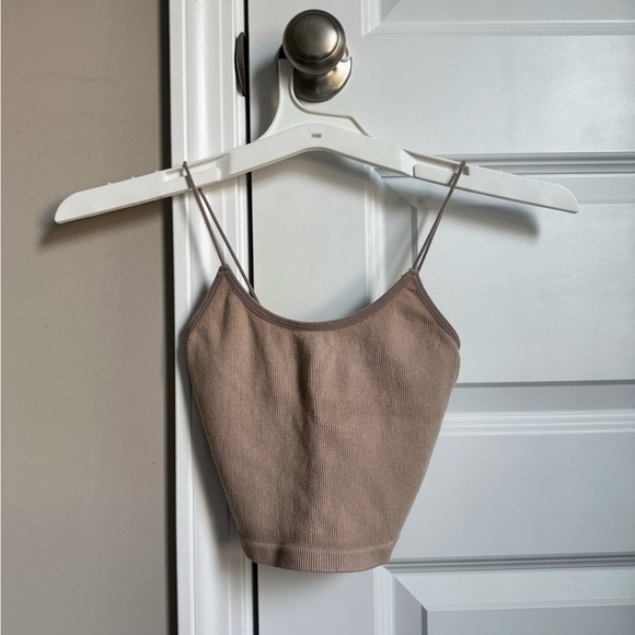 Essentials Brown Fitted Crop Camisole - Picture 2 of 4